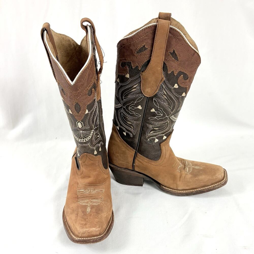 El Malcreado Cowboy Boots Leather Square Toe Western Women's US Size 5.5